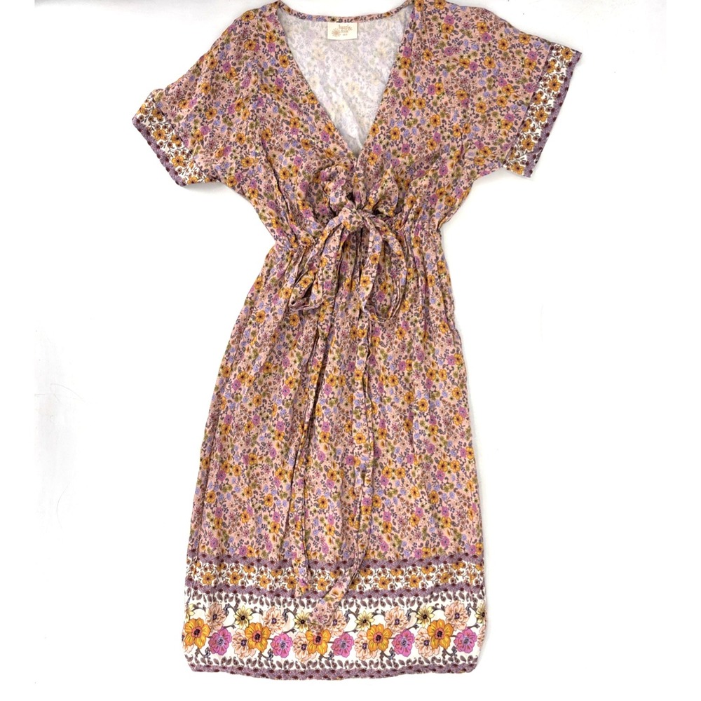 Hazel‎ & Folk Melody Dress Floral Size XS/Small Wrap Tie Cottagecore Feminine